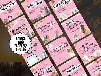 100 Aesthetic Pink Instagram Carousel Templates